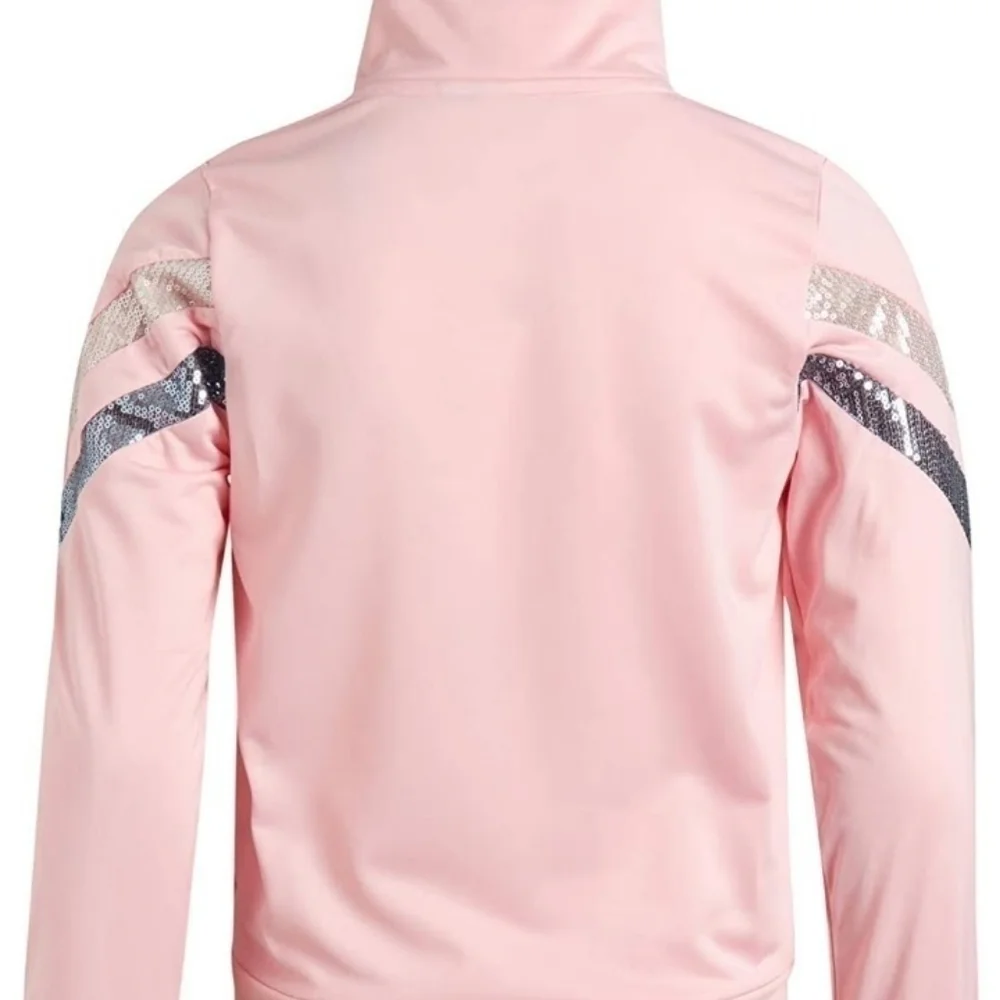#021 Body Glove Girl's Pink Sequin Stripe Tricot Jogging Set